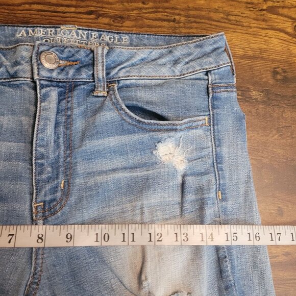 American Eagle Jeans 8 R Hi Rise Jegging Crop Medium Light Wash Stretch Denim - Picture 7 of 10